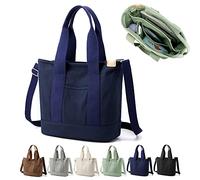 YILCER Sac japonais fourre-tout en toile fait à la main, fermeture Éclair, avec compartiments, pour l'université, le travail, le voyage, Large