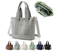 YILCER Sac japonais fourre-tout en toile fait à la main, fermeture Éclair, avec compartiments, pour l'université, le travail, le voyage, Large