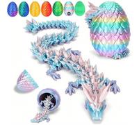 YILCER Œuf de dragon imprimé en 3D de 30,5 cm, œuf de dragon articulé mystérieux en cristal, impression 3D, jouet surprise pour enfants, adolescents, garçons et filles (couleur arc-en-ciel)