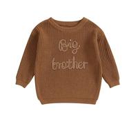 YILEEGOO Big Brother Little Brother Tenue assortie en tricot avec broderie pour bébé garçon, Big Brother Multicolore, 12-18 mois