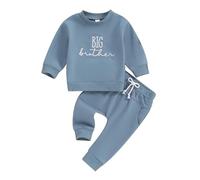 YILEEGOO Big Brother Little Brother Tenue assortie pour bébé garçon Sweat-shirt à col rond avec pantalon de survêtement taille élastique 2 pièces, Big Brother, 3-4 Years