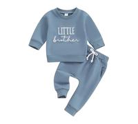 YILEEGOO Big Brother Little Brother Tenue assortie pour bébé garçon Sweat-shirt à col rond avec pantalon de survêtement taille élastique 2 pièces, Little Brother, 6-12 mois