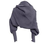 YILEEGOO Écharpe en tricot pour femme - Automne et hiver - Avec manches, gris foncé, taille unique