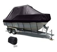 YILEFU Taud de Bateaux Bache Bateau Housse de Bateau 600D Oxford Imperméable,Anti-déchirure,Anti-UV,Anti-Neige,Toutes Les Saisons avec Corde Fixe pour Protégez Le Navire,Black-17-19FT:600 * 230cm