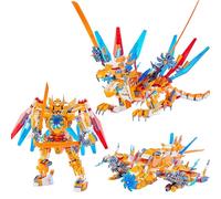 YILETKC 3 in 1 Méca Bloc de Construction Set, 662 Pièces Construction Briques MechWarrior Jouet, DIY Kit de Construction de Jouet, Cadeau de pour Enfants et Adultes (Jaune)