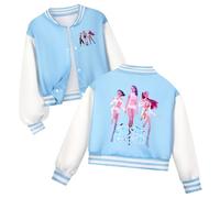 YiLianDa Veste Kpop Huntrix Enfant & Adolescent, Blouson Varsity Style Baseball Y2K Streetwear, Veste Aviateur avec Motif Anime pour Garçon & Fille 2 à 14 Ans