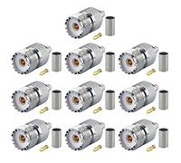 YILIANDUO 10 Pièces SO-239 UHF Femelle Connecteurs 50 Ohm UHF PL259 Femelle à Sertir Adaptateur de Connecteur Coaxial RF pour RG58/RG142/RG400/LMR195/KSR195/50-3DFB Câble Coaxial