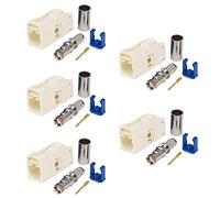 YILIANDUO Fakra connecteur à sertir Prise de Type B Blanche / 9001 avec fiche fantôme pour câble coaxial RG58 LMR195 pour autoradio avec fiche d'antenne fantôme 5-Pack