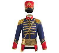 Yililay M Costume charmant du prince pour hommes, tenue de Noël européenne de soldat avec hauts, ceinture, chapeau pour les performances scène des officiers cosplay