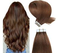 YILITE Extension Adhesive Cheveux Naturel 35cm 20pcs Brun Moyen Extension Cheveux Naturel Adhesif 14 Pouces 40g Tape In Hair Extensions Human Hair (35cm #4 Brun Moyen）
