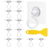 YiliYa Lot de 12 Crochets Auto-adhésifs,Transparents Crochet Rotatif à 360°Crochet Adhésif Puissant Plafond Crochets Muraux Sans Perçage pour Salle de Bain Toilettes Cuisine Blanc