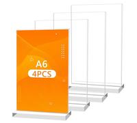 YiliYa Lot de 4 Budget Présentoir de Table,T-Présentoir en Forme de Menu de Table A6 Porte Affiche en Acrylique Porte Menu Restaurant pour Restaurants Bureaux Magasins Spectacles
