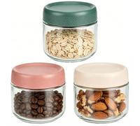 YiliYa Overnight Oats Lot de 3 bocaux de 500 ml avec couvercle à visser pour confiture maison, chutney, yaourt, pudding, aliments pour Meal Prep, Chia Pudding, Avoine Nuit, Salade, Yaourt