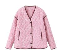 YILKOO Doudoune Imprimée pour Femmes Cardigan Vintage pour L'automne et L'hiver Veste Matelassé Léger(O,Large)