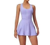 YILKOO Robe de Tennis Sans Manches Femme Robe de Golf avec Soutien-Gorge Intégré et Short Robe de Sport Athlétique Été(Purple,M)