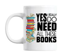 Yilooom Mug pour amoureux de livres, bibliothécaire et rat de bibliothèque, Yes I Really Do Need All These Books