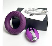 YILUQIFLY Anneau vibrant télécommandé en silicone souple en forme de O pour le plaisir pénis masculin pour couples Jouets sexuels adultes pour hommes femmes 10 vibrations double moteurs (Pourpre)