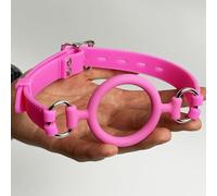 YILUQIFLY Bâillon en silicone - menottes buccales douces pour femmes et hommes barrière buccale en forme d'anneau avec sangles réglables à attacher (Rose)