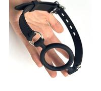YILUQIFLY Bâillon en silicone - menottes buccales douces pour femmes et hommes barrière buccale en forme d'anneau avec sangles réglables à attacher (Noir modèle plus grand)