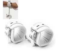 YILUQIFLY Blanc Rembourré en cuir PU Menottes réglables Poignet Collier de cheville Bracelets Bondage Set Manchette Restraint Set Verrouillable Jouets sexuels (Menottes de cheville)