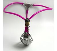 YILUQIFLY Ceinture de chasteté extrême pour hommes cage de chasteté pénis métal taille et entrejambe perforés Sans trou pour les déchets Double jouet sexuel adulte SM (Rose 90-110cm)