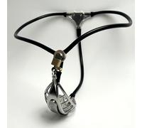 YILUQIFLY Ceinture de chasteté extrême pour hommes cage de chasteté pénis métal taille et entrejambe perforés Sans trou pour les déchets Double jouet sexuel adulte SM (Noir 90-110cm)