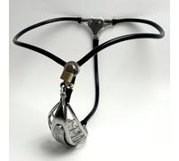 YILUQIFLY Ceinture de chasteté extrême pour hommes cage de chasteté pénis métal taille et entrejambe perforés Sans trou pour les déchets Double jouet sexuel adulte SM (Noir 60-90cm)