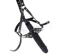 YILUQIFLY Gags bouche godemiché en silicone verrouillable, double gag bouche avec plug godemiché Gag pénis réglable Restraint Fétiche Bondage Masturbateur Dilateur Femmes Hommes Sex toys (C)