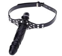 YILUQIFLY Gags bouche godemiché en silicone verrouillable, double gag bouche avec plug godemiché Gag pénis réglable Restraint Fétiche Bondage Masturbateur Dilateur Femmes Hommes Sex toys (B)