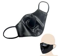 YILUQIFLY Masque de contrainte en cuir BDSM avec bâillon intégré Conception intégrée avec bâillon boule en silicone et gode Sangle élastique réglable Jouet pour adultes Accessoire de jeu de rôle (A)