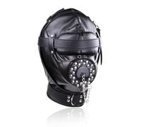 YILUQIFLY Noir SM Réglable Rembourré Cuir Bondage Masque Bouche Entonnoir Bâillon Plug PU Couvre-chef Sexe BDSM Esclave extrême Fétiche Sex Toys (Masque noir)