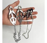 YILUQIFLY Pinces à seins Pince de Bondage en Acier Inoxydable Simple et Ajustable Écarteur Clips de Tétons Appareil de Torture pour Seins, Jeu de Jouets Sexuels pour Fem SM (B)