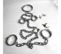 YILUQIFLY Sex Bondage BDSM Kit Esclave Sexy Acier Inoxydable Menottes Verrouillables Poignets&Manchons&Collier Chaîne Restraints Set Adulte Jouets Sexuels Couple Fournitures (Masculine A)