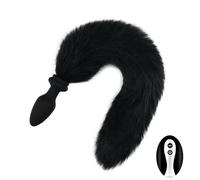 YILUQIFLY Silicone Anal Plug Fuchsschwanz Vibrator avec télécommande Butt Plug Fuchsschwanz Silicone Anal Toys Anus Toys Sex Toys Télécommande Rechargeable Vibrant (Noir)