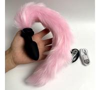 YILUQIFLY Silicone Anal Plug Fuchsschwanz Vibrator avec télécommande Butt Plug Fuchsschwanz Silicone Anal Toys Anus Toys Sex Toys Télécommande Rechargeable Vibrant (Rose)