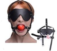 YILUQIFLY Silicone Balle Gag Bouche Ouverte Couvre-Tête BDSM Bondage Bandeau Harnais Restraints Jouets Sexuels Écarteurs de Bouche pour Sexe Bâillon Bouche Extrême Esclave (Noir, A)
