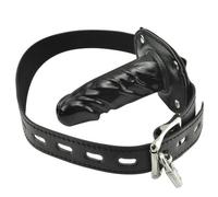 YILUQIFLY Silicone Godemiché Bouche Noir Fétiche Bondage Pénis Godemiché Restraint Fiches verrouillables Godemiché Fétiche SM (L)