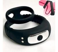 YILUQIFLY Silicone Vibrateur Anneau Pénis Vibrant Double Ring Locking Cum Ring Noir 10 modes de vibration Taille réglable Hommes Femmes Couples Sex toys