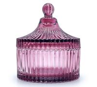 YILUSHENGHUA Bocal en verre coloré avec couvercle, plat à bonbons, boîte à bijoux, décoration de Noël bordeaux, bocaux décoratifs (rouge violacé)