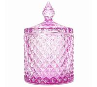 YILUSHENGHUA Bocal en verre coloré avec couvercle, plat à bonbons pour Pâques, bonbons, biscuits, boîte à bijoux, bocal décoratif (rose)