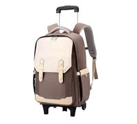 YILWPV Cartable à roulettes for filles, sac dos d'école for femmes Pour Adolescents(Brown,2 Wheels)