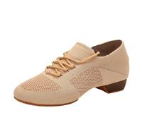 YILWPV Chaussures de danse tricotées for femmes, baskets à semelle souple et talons bas, chaussures d'entraînement latine, Ballet, Jazz, salle bal, for filles(Brown01,35)