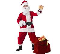 YILWPV Costume de père noël en velours doré, jeu rôle for adulte, spectacle sur scène, ensemble du nouvel an Pour Hommes(L,10pcs)