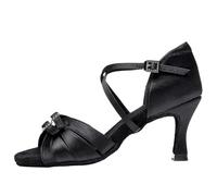 YILWPV Femmes salle de bal chaussures danse latine Tango Jazz Salsa à talons fille doux réglable haut bas(Black 7.5cm,40)