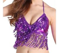 YILWPV Haut à franges paillettes for danse du ventre, tenue de soutien-gorge licou for spectacle en boîte nuit Pour Femme(Color 1)