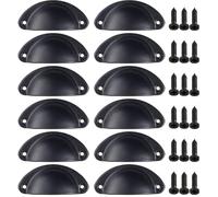 YILWPV Lot de 12 poignées tiroir en coquillage style rétro, chrome, vert, bronze, fer Pour Armoire(Color 7)