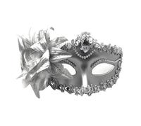 YILWPV Masque de diamant for fête danse, 6 pièces, plumes, Costume spectacle carnaval mariage, masque dame Sexy, mascarade Pour Masquerades(Silver)
