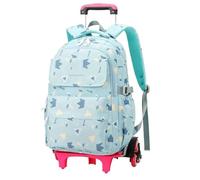 YILWPV Sac à dos d'école roulettes for adolescentes, cartable for filles Pour Adolescents(6 wheels green)