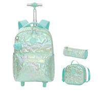 YILWPV Sac à dos roulettes for filles, sac, bagage main, avec for l'école Pour Adolescents(Green)