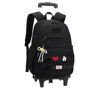 YILWPV Sac à dos roulettes for filles, sac for écolières du primaire, détachable Pour Adolescents(Black,Six wheels)